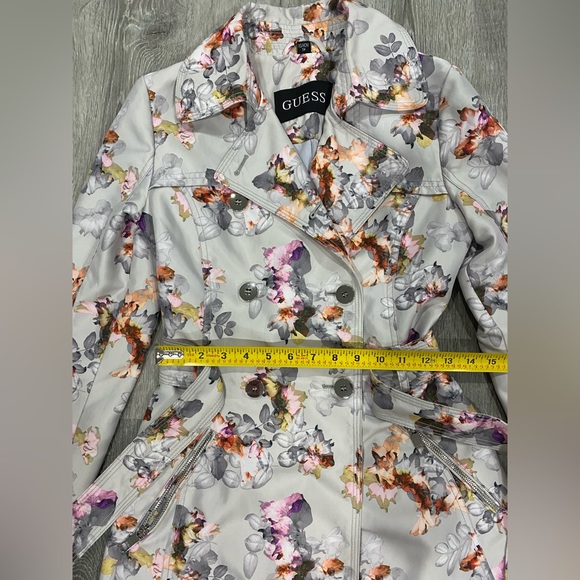 GUESS Floral Double-Breasted Water-Resistant Trench Coat size XS - Picture 8 of 14